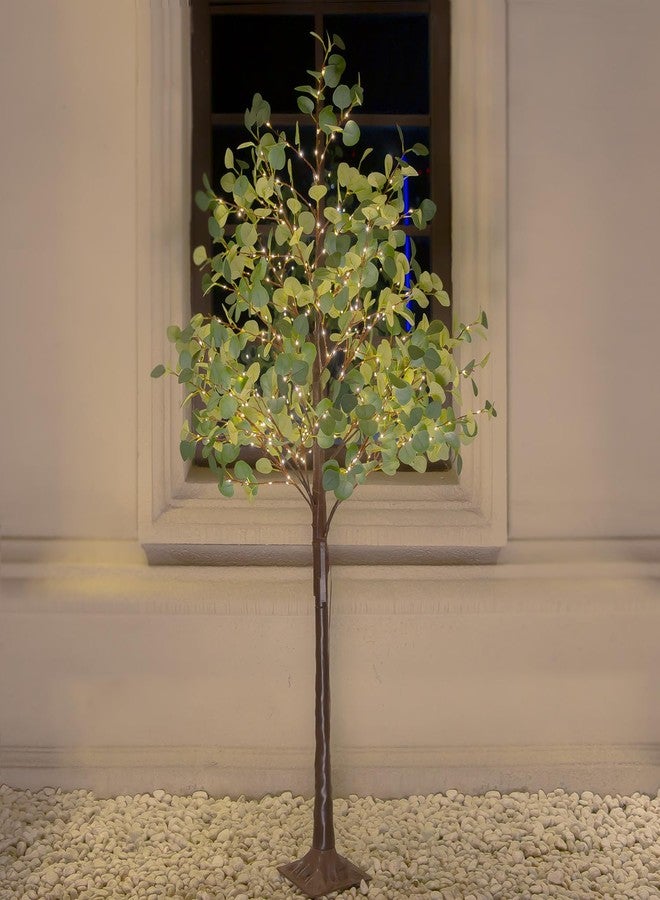 TYBEEU 6ft Lighted Eucalyptus Tree with 300 Warm White LED Lights for Holiday Decor - Dimmable, UL Certified, Waterproof - Ideal for Indoor and Outdoor Decoration - Image 1