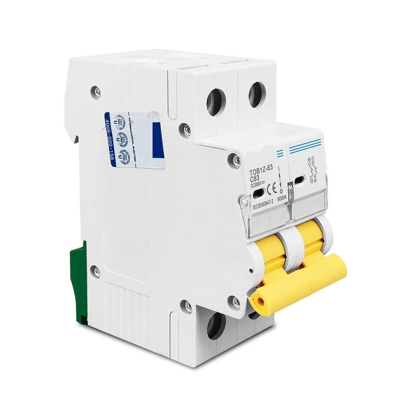 TOB1Z 63 2P 25A DC 600V C Curve MCB قاطع دائرة لنظام الطاقة الشمسية مع غطاء - Image 3