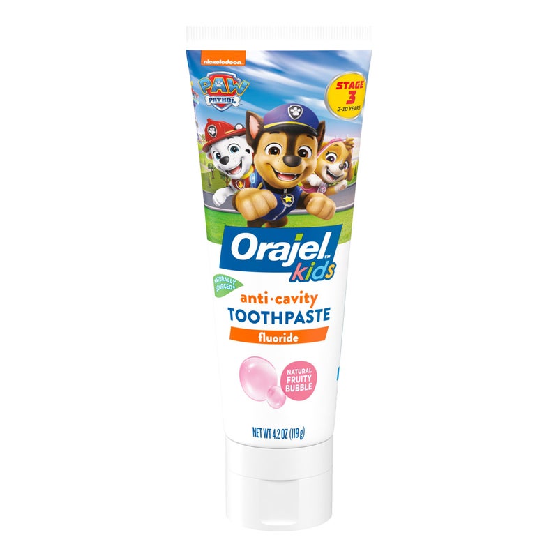 Orajel Kids Paw Patrol AntiCavity Fluoride Toothpaste Natural Fruity Bubble Flavor 42oz Tube - Image 1