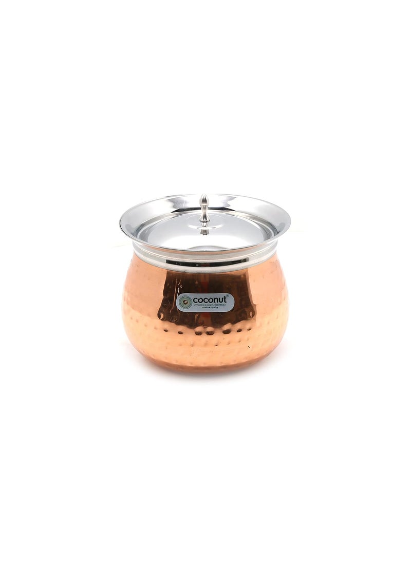 Coconut Coconut Stainless Steel - Cookware/Regent Copper Hammered Handi with Lid-1 Unit - Capacity - 500 ML 