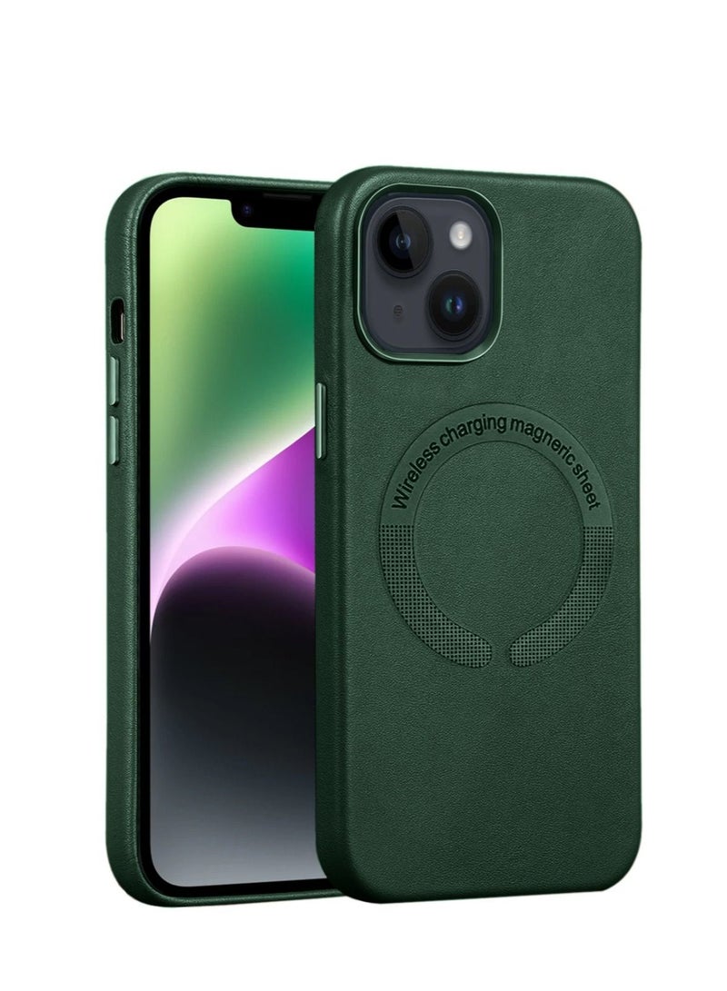 Techie حافظة خلفية جلدية فاخرة من ماج سيف لجهاز ابل ايفون 14 - اخضر - Image 1