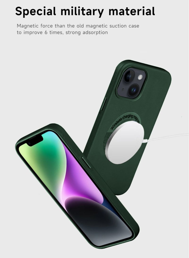 Techie حافظة خلفية جلدية فاخرة من ماج سيف لجهاز ابل ايفون 14 - اخضر - Image 3