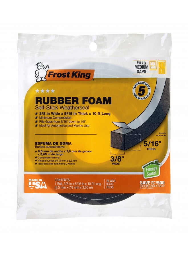 Frost King R538H Foam Tape, 3/8" W, 5/16" T, 10 ft L, Black - Image 2