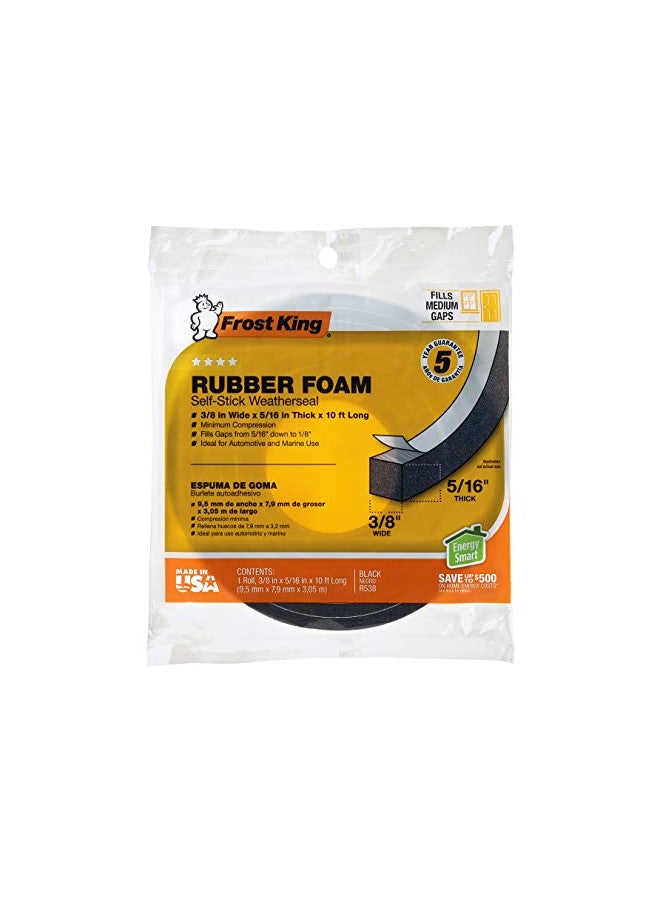 Frost King R538H Foam Tape, 3/8" W, 5/16" T, 10 ft L, Black - Image 1