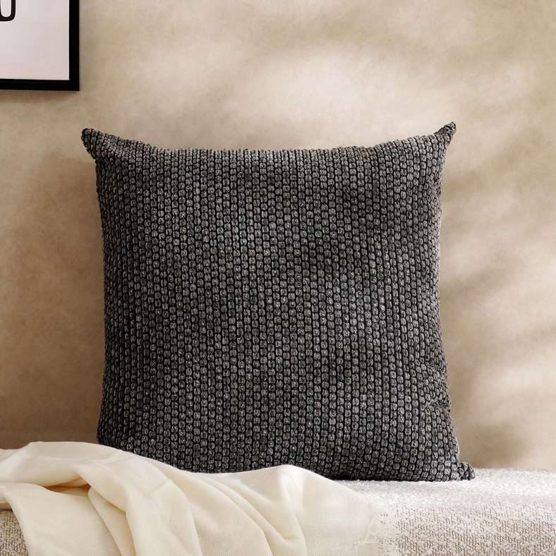 Pan Home Chennile Stripe Filled Cushion - Anthracite