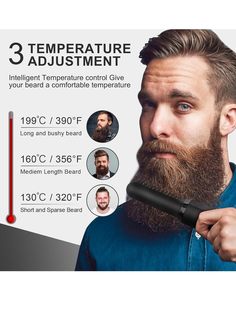 Bukela Beard Straightener Brush for Men Cordless, Anti-Scald Beard Brush Straightening Comb, 3 Temperatures & LCD Display, Portable Heated Brush, Suitable for Any Long&Short Beards - Image 2