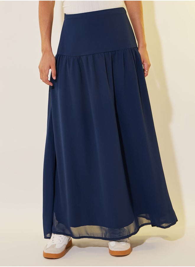 Take Two Take Two Solid Gathered Detail A-Line Maxi Skirt  - Image 2