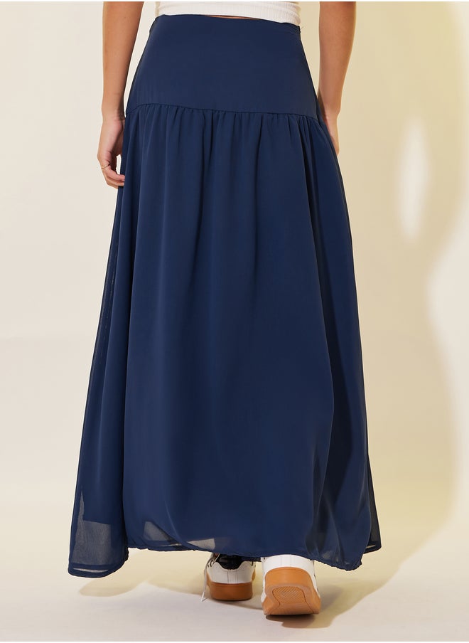 Take Two Take Two Solid Gathered Detail A-Line Maxi Skirt  - Image 4