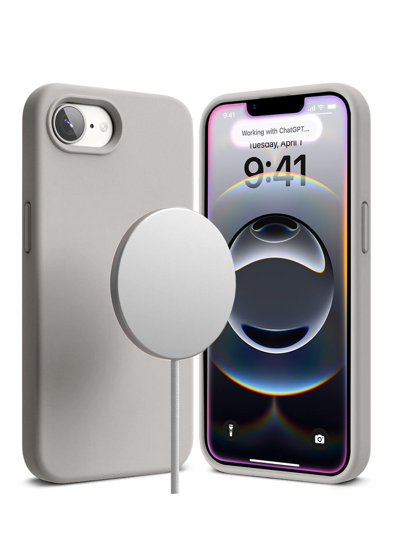 دبليو تيك غطاء غطاء حافظة سيليكون سائل ناعم بريميوم من ابل ايفون 16 اي 5 جي 2025 - تيتانيوم - Image 2