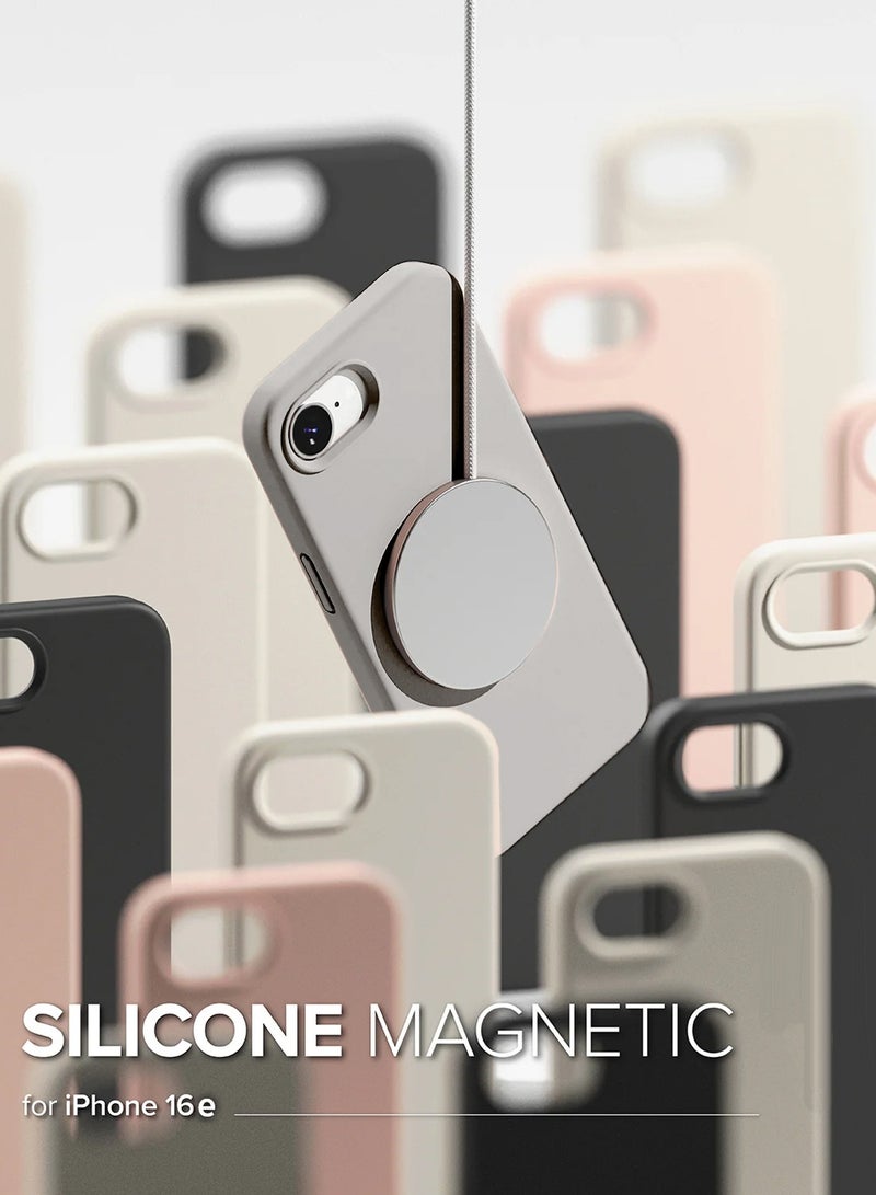 دبليو تيك غطاء غطاء حافظة سيليكون سائل ناعم بريميوم من ابل ايفون 16 اي 5 جي 2025 - تيتانيوم - Image 3