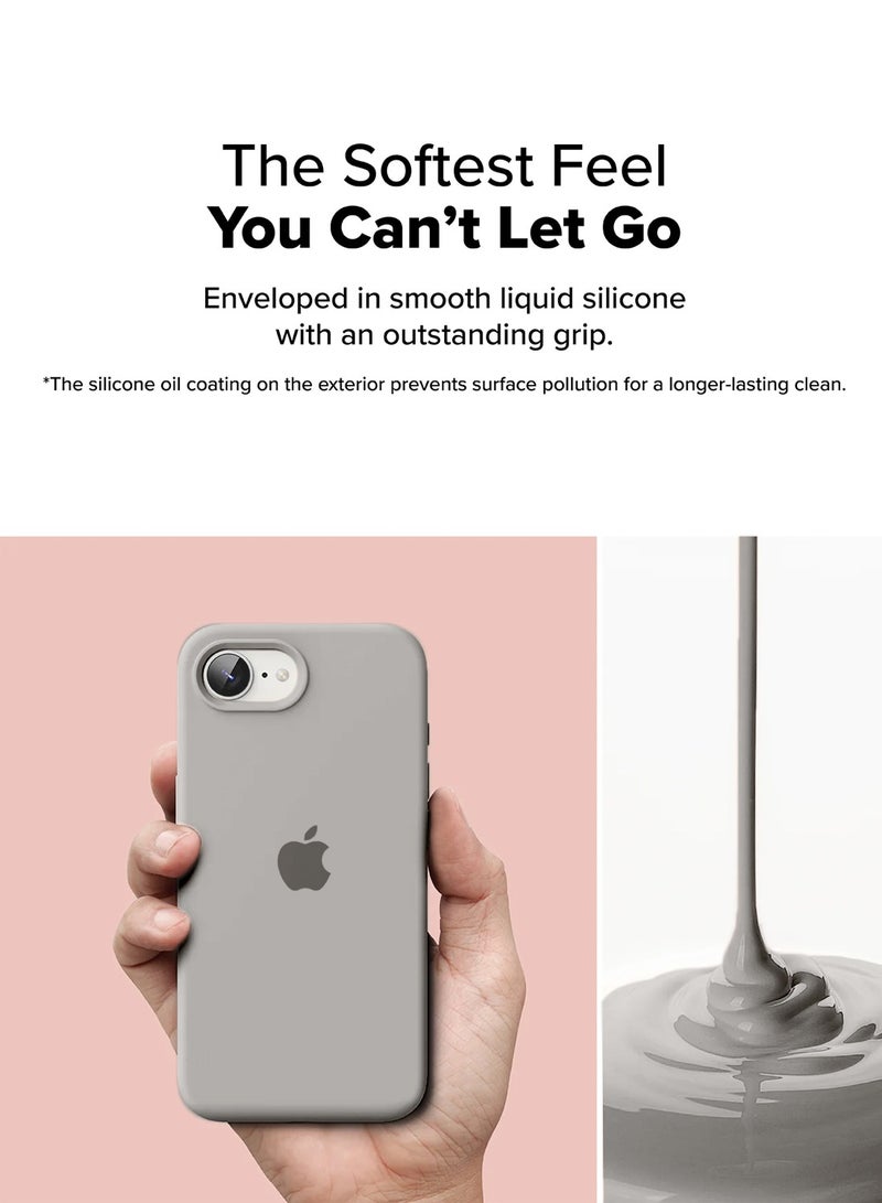 دبليو تيك غطاء غطاء حافظة سيليكون سائل ناعم بريميوم من ابل ايفون 16 اي 5 جي 2025 - تيتانيوم - Image 4