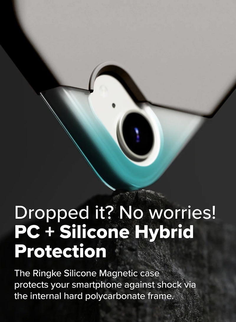 دبليو تيك غطاء غطاء حافظة سيليكون سائل ناعم بريميوم من ابل ايفون 16 اي 5 جي 2025 - تيتانيوم - Image 5