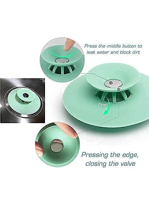 istore Istore Portable Silicone Sink Strainer Waste Plug Sink Filter Waste Collector Kitchen Bathroom Accessories Colanders Sewer Strainers Hair Catcher Button Drain Stopper Filter Kitchen [ Pack of 2]  - Image 2