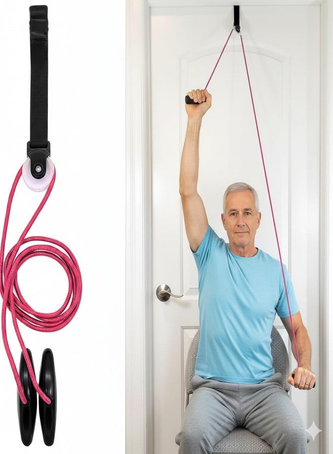 AARAM RP-05_RED Shoulder Pulley for Exercise with Rope & Door Strap | Physiotherapy Pulley for Frozen Shoulder, Rotator Cuff & Paralysis Recovery | Exercise Pulley Set with Rope | Home Physiotherapy Equipments - Image 5