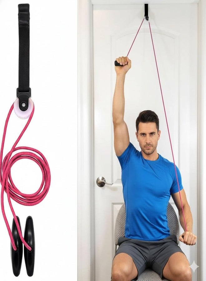 AARAM RP-05_RED Shoulder Pulley for Exercise with Rope & Door Strap | Physiotherapy Pulley for Frozen Shoulder, Rotator Cuff & Paralysis Recovery | Exercise Pulley Set with Rope | Home Physiotherapy Equipments - Image 1
