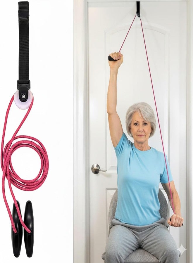 AARAM RP-05_RED Shoulder Pulley for Exercise with Rope & Door Strap | Physiotherapy Pulley for Frozen Shoulder, Rotator Cuff & Paralysis Recovery | Exercise Pulley Set with Rope | Home Physiotherapy Equipments - Image 4