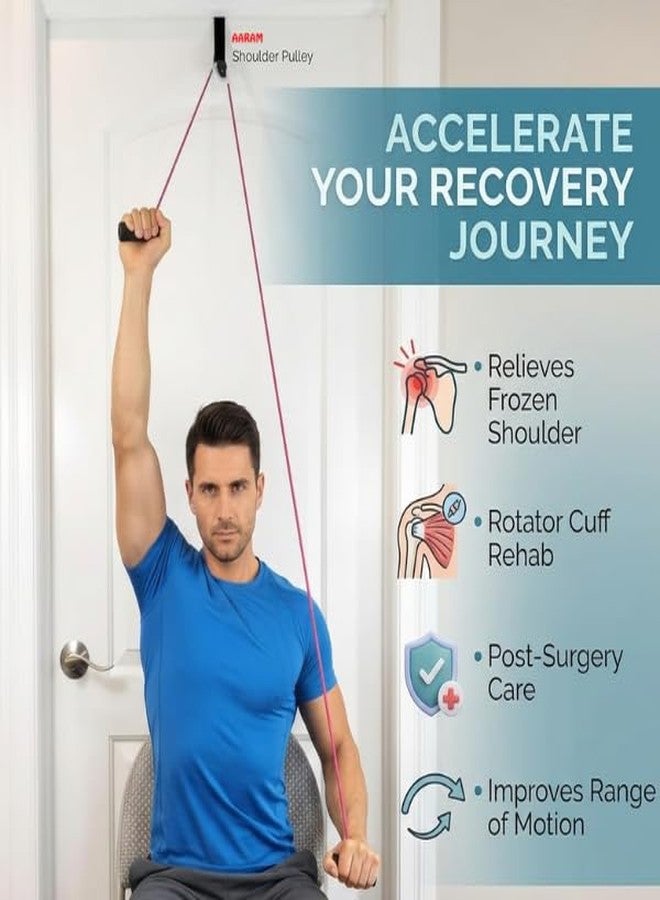 AARAM RP-05_RED Shoulder Pulley for Exercise with Rope & Door Strap | Physiotherapy Pulley for Frozen Shoulder, Rotator Cuff & Paralysis Recovery | Exercise Pulley Set with Rope | Home Physiotherapy Equipments - Image 2