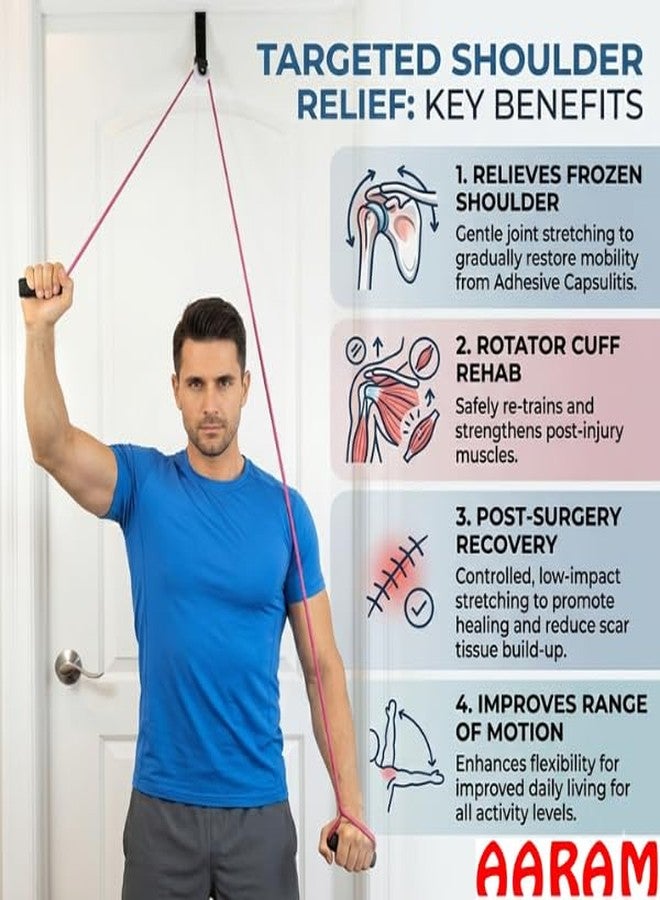AARAM RP-05_RED Shoulder Pulley for Exercise with Rope & Door Strap | Physiotherapy Pulley for Frozen Shoulder, Rotator Cuff & Paralysis Recovery | Exercise Pulley Set with Rope | Home Physiotherapy Equipments - Image 3