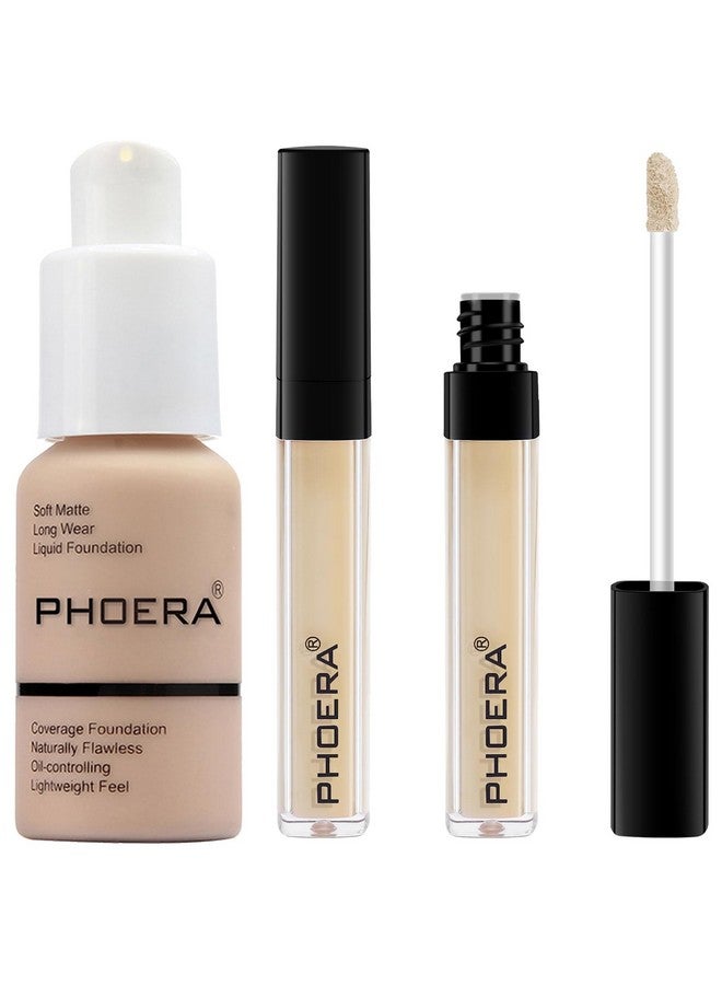 Hilareco PHOERA Foundation Full Coverage,PHOERA Concealer Lightweight Full Coverage,PHOERA Makeup Long Lasting Wrinkles Matte Natural Finish for a Flawless Complexion(102 Nude+102#NEUTRAL) - Image 1