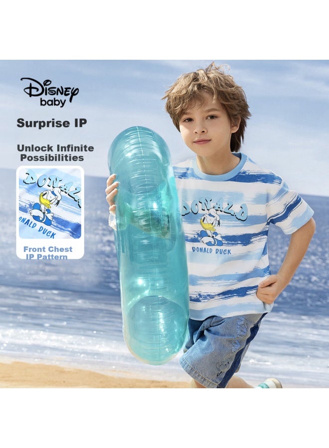 Disney Baby Boys' Short Sleeve T-shirt, Kids' Cotton Striped Gradient Summer Top, Blue, Size 140 - Image 2