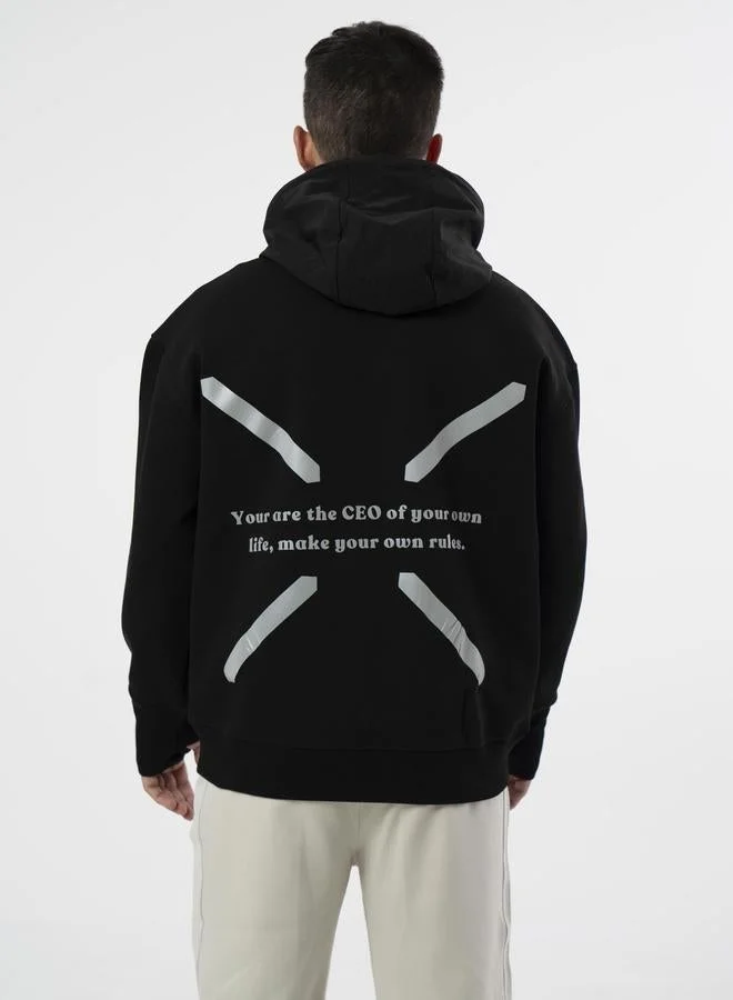 Take Two Black Black Logo Print Pullover Hoodie By Noted for Men | Best Price UAE