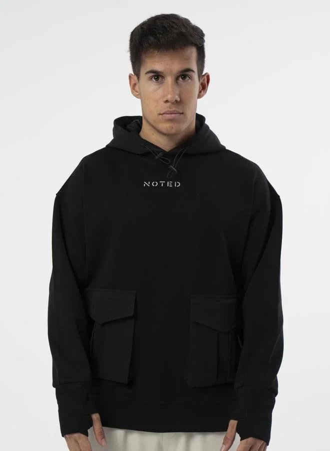 Take Two Black Logo Print Pullover Hoodie By Noted