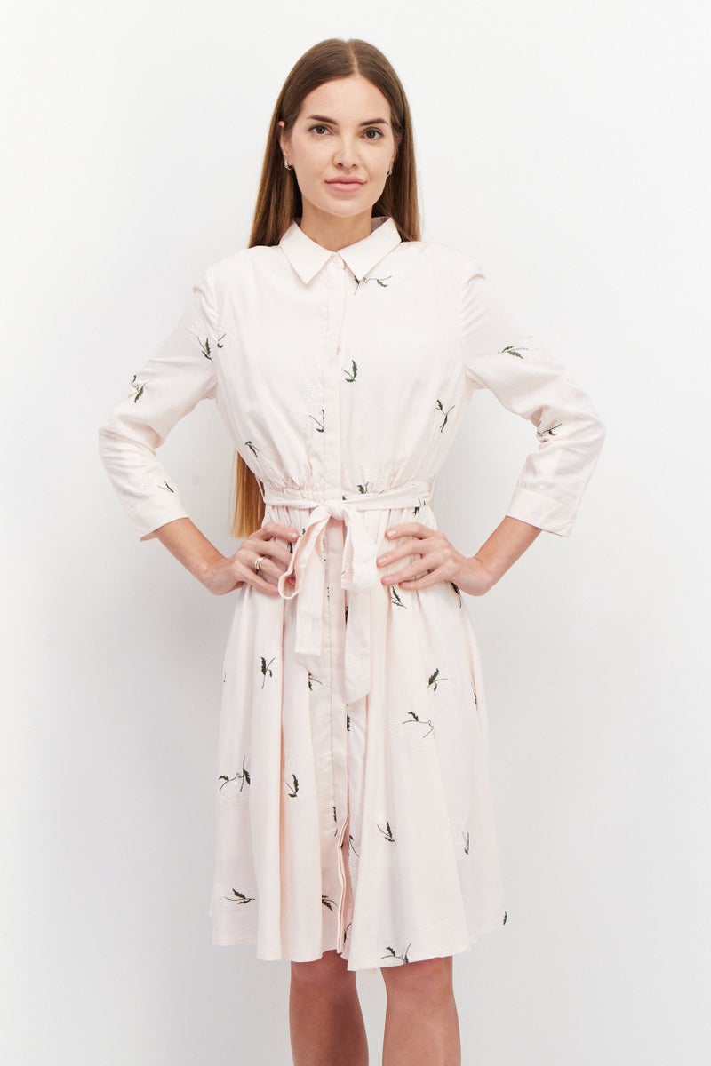 VERO MODA فستان A-Line مزخرف للنساء، وردي - Image 1