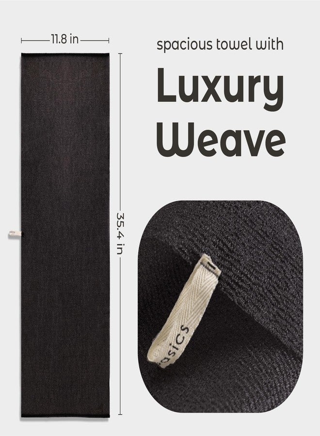 MainBasics Exfoliating Shower Towel - Japanese Nylon Bath Towel and Body Washcloth, Quick-Dry, Durable, Deep Exfoliation (Set of 3, Black Ice) - Image 3