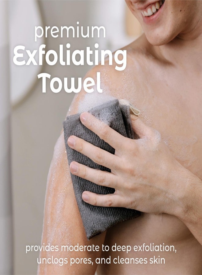 MainBasics Exfoliating Shower Towel - Japanese Nylon Bath Towel and Body Washcloth, Quick-Dry, Durable, Deep Exfoliation (Set of 3, Black Ice) - Image 2