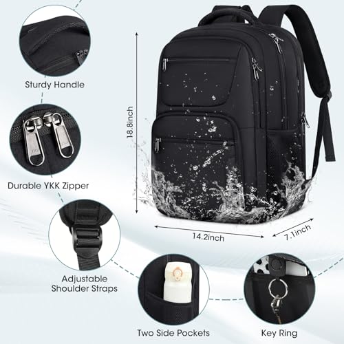 SDYSM Travel Laptop Backpack, 17 Inch Extra Large Laptop Backpack with USB Charging Hole 45L Anti Theft Travel Backpack Water Resistant College Business Computer Bag Fit 17.3 Inch Laptop for Men Women Black - Image 4