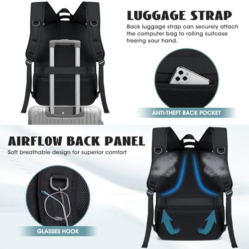 SDYSM Travel Laptop Backpack, 17 Inch Extra Large Laptop Backpack with USB Charging Hole 45L Anti Theft Travel Backpack Water Resistant College Business Computer Bag Fit 17.3 Inch Laptop for Men Women Black - Image 5