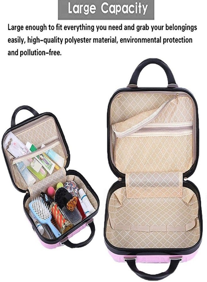 Adson Travel Make up Train Case, Waterproof Portable Hard Shell Cosmetic Case Luggage Mini Suitcase Makeup Brushes Bag Toiletry Organizer Portable Makeup Carrying Case (Metallic Rose Pink) - Image 2