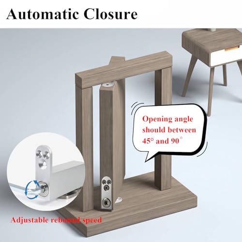 MIMIRACLE Heavy Duty Self Closing Door Pivot Hinges - Adjustable Speed, 304 Stainless Steel, 360 Degree Shaft, Hidden Door Hinges for Wood Secret Door - Image 2