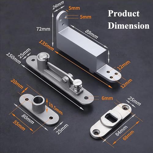 MIMIRACLE Heavy Duty Self Closing Door Pivot Hinges - Adjustable Speed, 304 Stainless Steel, 360 Degree Shaft, Hidden Door Hinges for Wood Secret Door - Image 5