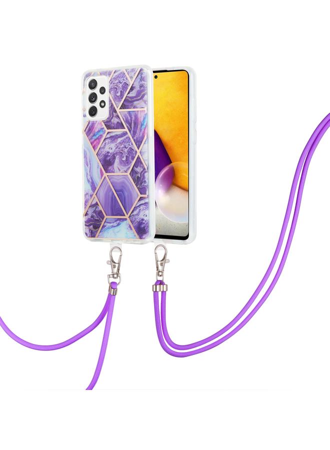 اس-توب جراب لهاتف Samsung Galaxy A33 5G مصنوع من مادة TPU مع حبل تعليق من الرخام المطلي بالكهرباء - Image 1