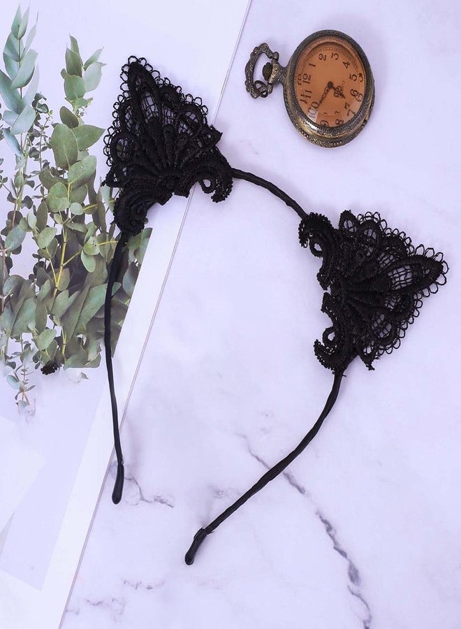 ولهيف طوق رأس أسود من الدانتيل على شكل آذان قطة، قطعة واحدة، مناسب للهالوين، حفلات تنكرية، أعياد ميلاد، ومهرجانات، وإكسسوارات شعر للنساء والفتيات - Image 5