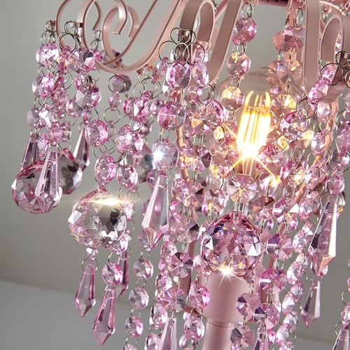 MEIXISUE Small Pink Crystal Bedside Table Lamp End Table Lamp Nightstand Lamp for Bedroom Living Room Office H20.4'' W11.81'' 1-Light E26 - Image 4
