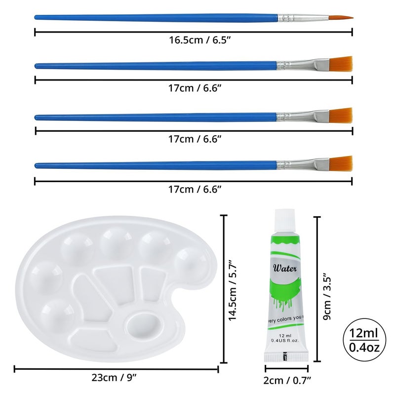 ABOUT SPACE Watercolor Paint Set - (12 colors x 12 ml) Multicolour Non-Toxic Paint Tubes with Mixing Palette & 4 Brushes for Artists, Beginners - Kit for Art & Craft, Drawing, Canvas, Painting, Poster - Image 2