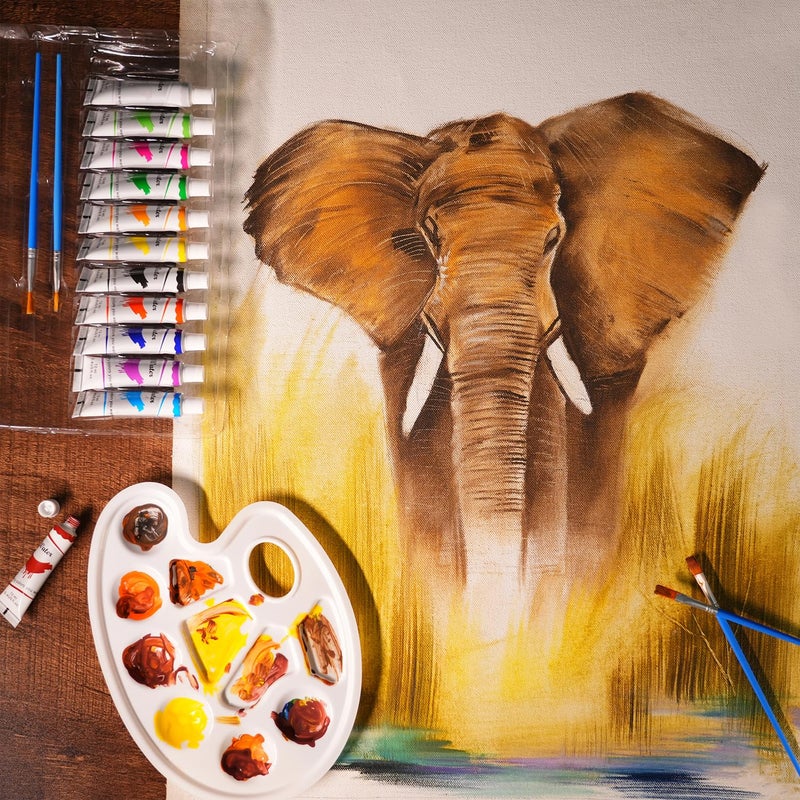 ABOUT SPACE Watercolor Paint Set - (12 colors x 12 ml) Multicolour Non-Toxic Paint Tubes with Mixing Palette & 4 Brushes for Artists, Beginners - Kit for Art & Craft, Drawing, Canvas, Painting, Poster - Image 4