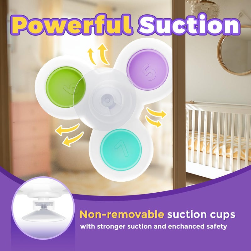 NARRIO 3PCS Pop Suction Cup Spinner Toys: Spinner Toys for 1 Year Old Boy Girl - Sensory Baby Bath Toy for Toddlers 1-3 -12 18 Months Boy Birthday Gift for Infant - Image 2