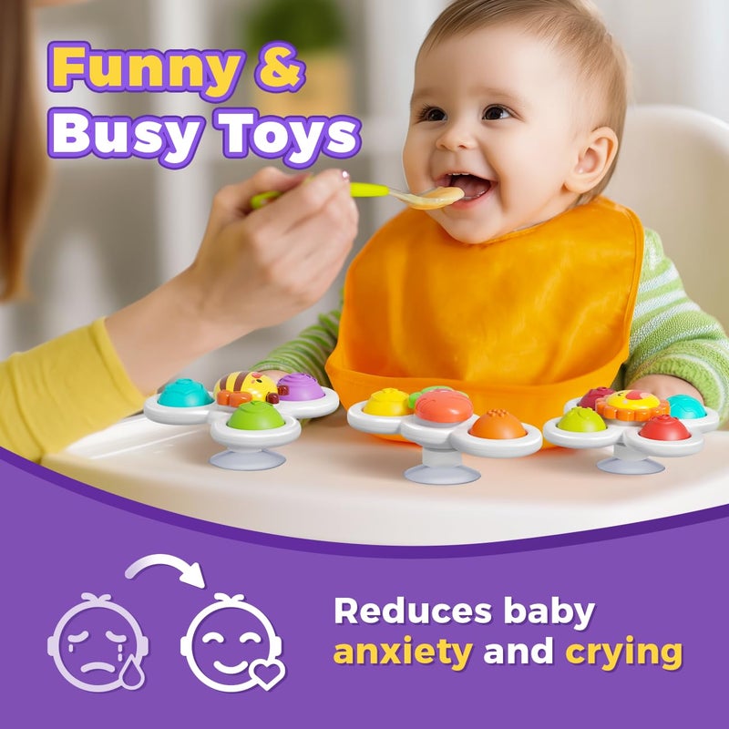 NARRIO 3PCS Pop Suction Cup Spinner Toys: Spinner Toys for 1 Year Old Boy Girl - Sensory Baby Bath Toy for Toddlers 1-3 -12 18 Months Boy Birthday Gift for Infant - Image 3