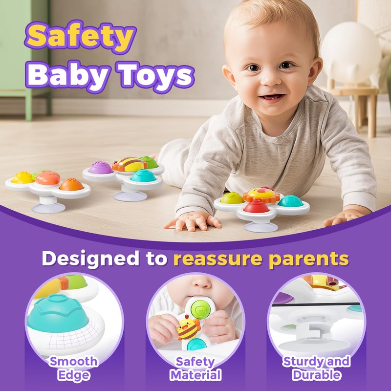 NARRIO 3PCS Pop Suction Cup Spinner Toys: Spinner Toys for 1 Year Old Boy Girl - Sensory Baby Bath Toy for Toddlers 1-3 -12 18 Months Boy Birthday Gift for Infant - Image 5