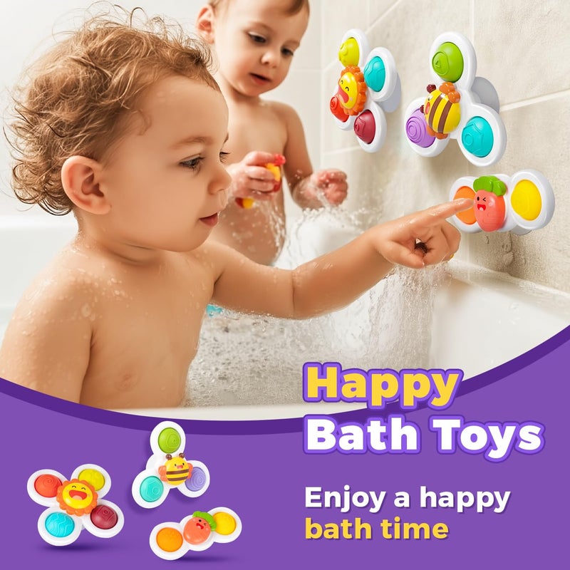 NARRIO 3PCS Pop Suction Cup Spinner Toys: Spinner Toys for 1 Year Old Boy Girl - Sensory Baby Bath Toy for Toddlers 1-3 -12 18 Months Boy Birthday Gift for Infant - Image 4