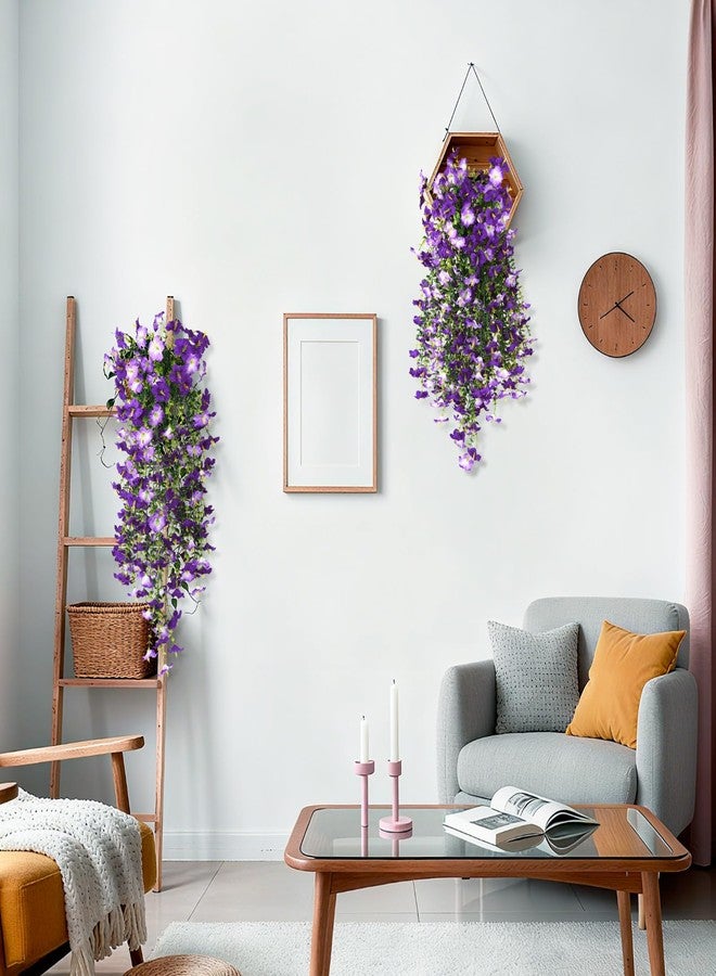 ZFProcess Artificial Hanging Flowers Plants for Outdoor Spring Summer Decoration, 2PCS Faux Silk Morning glory UV Resistant Look Real for Outside Home Indoor Planter Porch Garden Yard Decor(Dark Orchid) - Image 5
