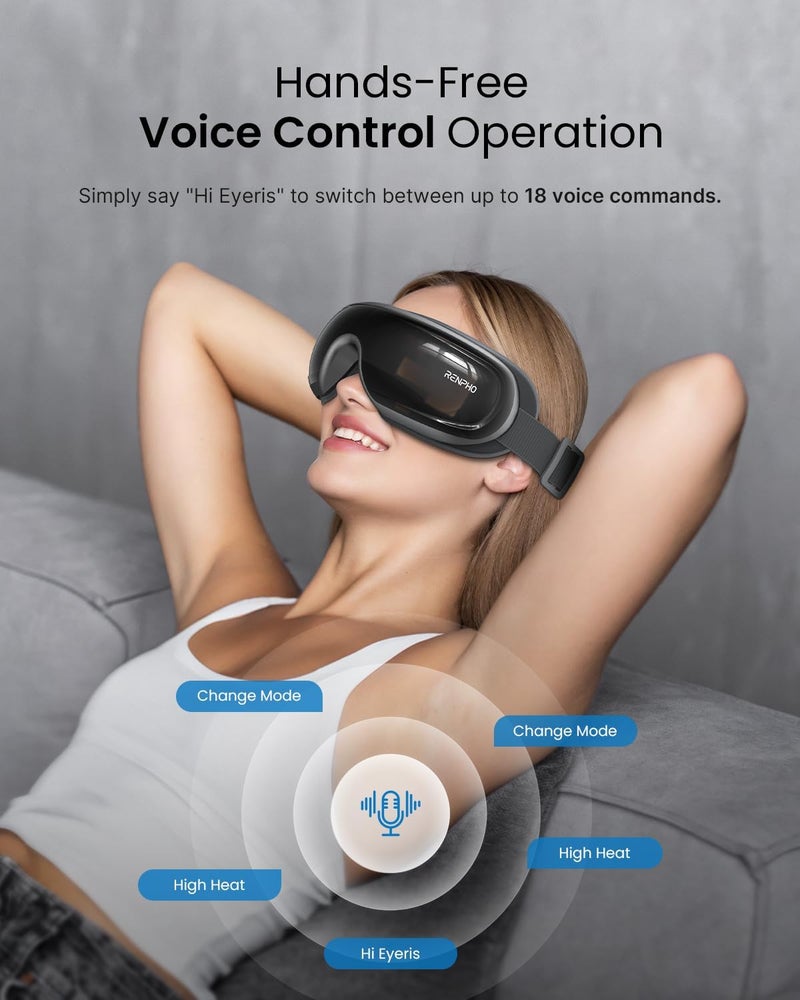 RENPHO Eye Massager with Heat and Cooling for Migraines Eyeris 3 Voice Control Eye Mask FSA HSA Eligible Eye Care Device with DIY Massage Setting Birthday Gifts for WomenMen Reduce Dry Eyes - Image 3