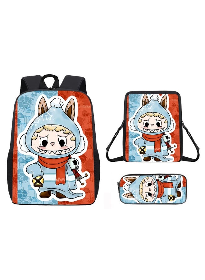 LABUBU Lightweight Primary School Bag Labubu Cute Printed Cartoon Anime Children's Backpack 42*29*16CM+Lunch Bag 26*18*6CM+Pen Bag 11*22*2.5CM - Image 1