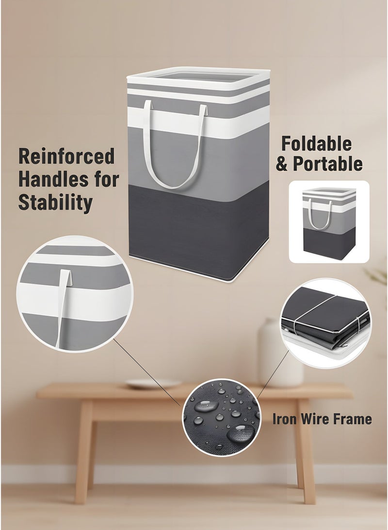 وفوفا 2 حقيبة غسيل قابلة للطي، حقيبة ملابس مائية مستقلة مع مقابض لغرفة الغسيل، غرفة النوم، الحمام، سكن الجامعة، رمادي - Image 3