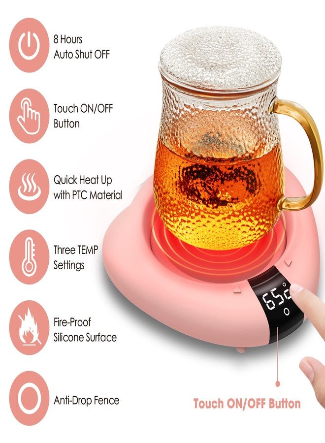TriLink Coffee Mug Warmer for Desk, Cup Warmer with Auto Shut Off, Mug Warmer Plate for Coffee, Milk, Tea, Beverage - Mug Heater for Travel, Home and Office (Pink) - Image 2