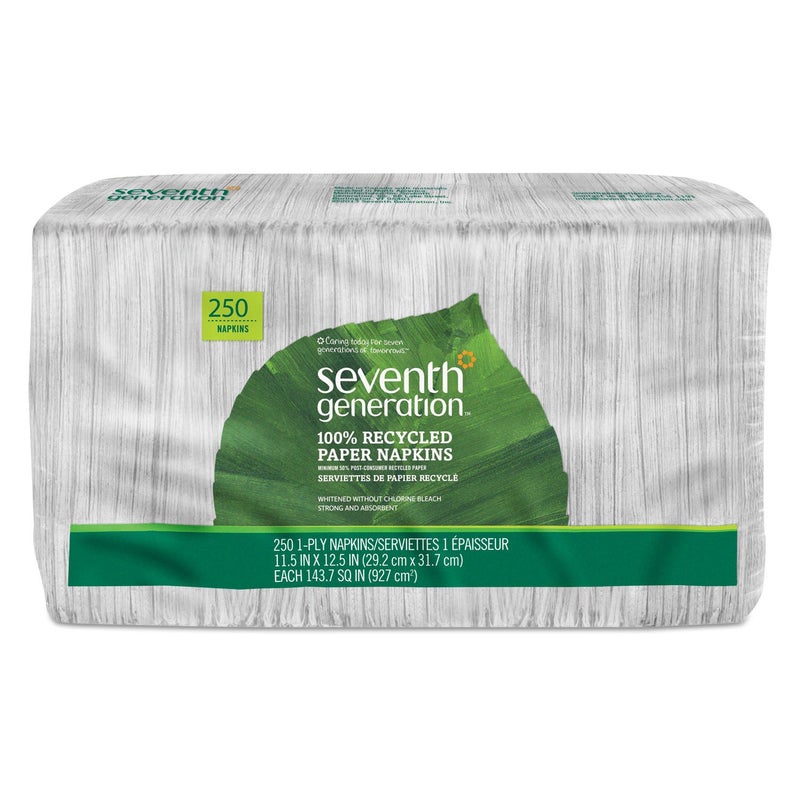 Seventh Generation 1-ply White Napkins - 250 Count Package - Image 1