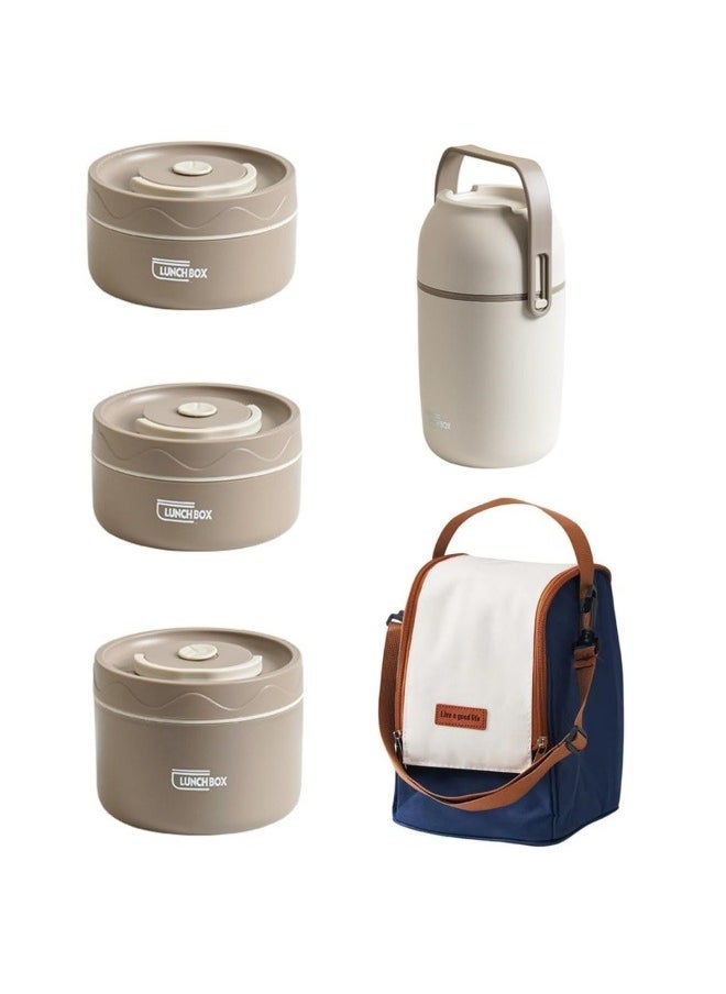 GGEROU Kids Thermal Bento Lunch Box Set for School, Insulated Lunch Containers With Bag,3 Separate Stackable Lunch Container, Microwaveable Lunch Box Bento Box for Adults & Kids  - Image 1